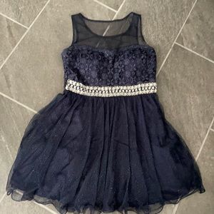My Michelle Sz 15 Navy and rhinestone party dress